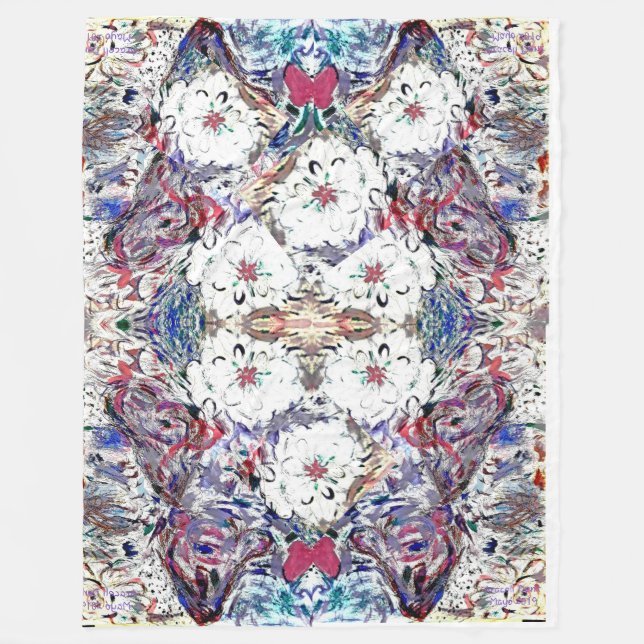 Fleece Blanket White Dahlia (Front)