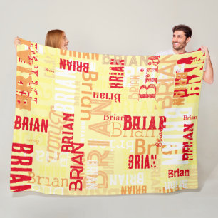 Fleece Blanket with a pattern of name.