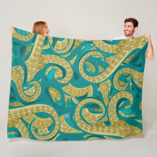 Fleece Blanket with Octopus Design