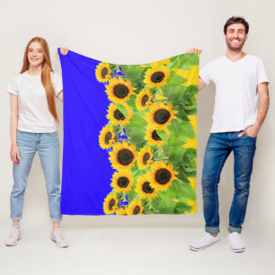 Fleece Blanket with Sunflowers