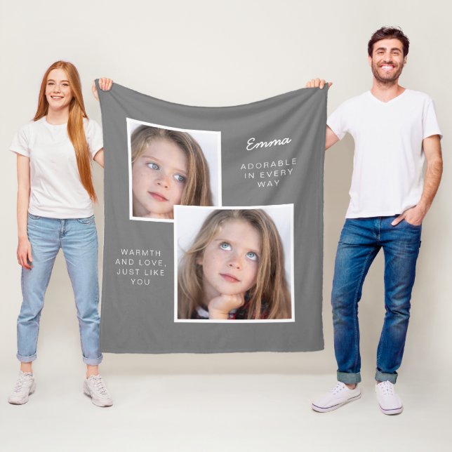 Fleece Blanket With Two Cute Photos (In Situ)