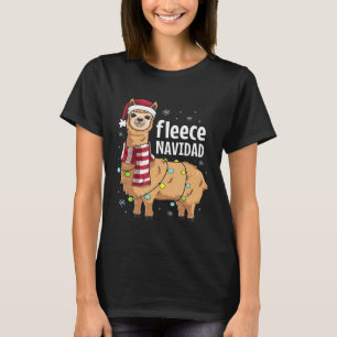 Fleece Feliz Navidad Cute Llama Christmas T-Shirt
