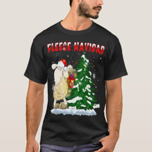 Fleece Feliz Navidad Cute-Sheep Christmas T-Shirt