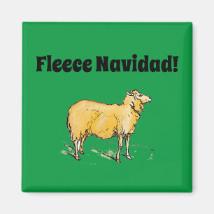 Fleece Feliz Navidad Funny Christmas Sheep Joke Magnet