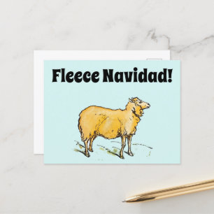 Fleece Feliz Navidad Funny Christmas Sheep Joke Postcard