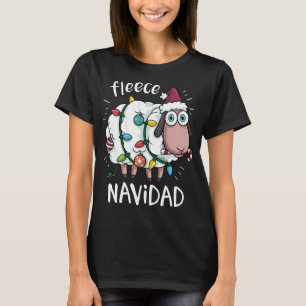 Fleece Feliz Navidad Funny Cute Sheep Christmas T-Shirt