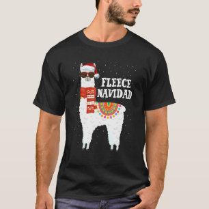 Fleece Feliz Navidad Llama Christmas Pajamas Llam T-Shirt