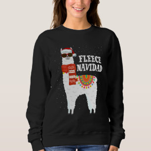 Fleece Feliz Navidad Llama  Christmas Pyjamas Llam Sweatshirt