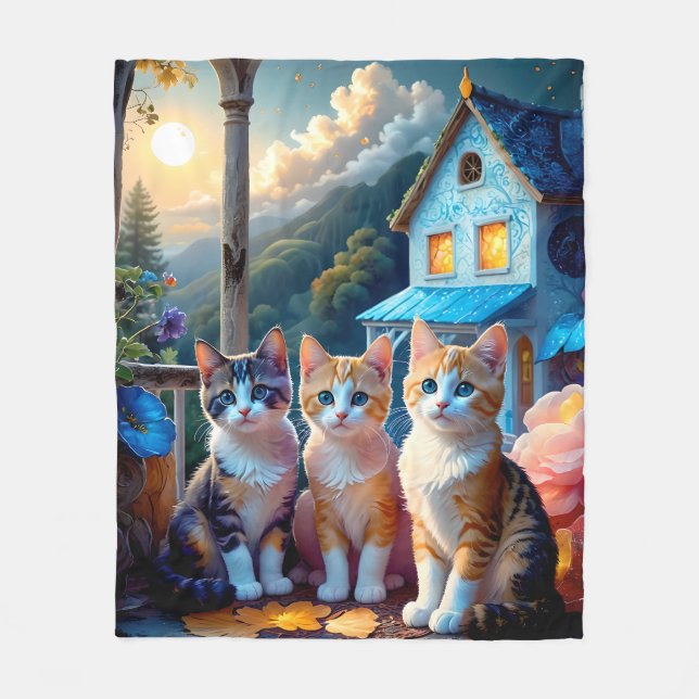 Fleece Kittens to cuddle Cuddle With Blanket (Front)