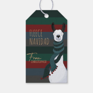 Fleece Navidad Chic Funny Llama Striped Gift Tags