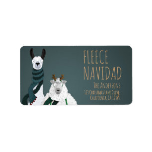 Fleece Navidad Chic Funny Quirky Llama & Sheep Pun Label