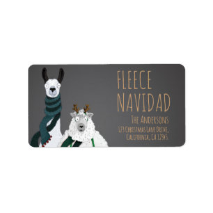 Fleece Navidad Chic Funny Quirky Llama & Sheep Pun Label