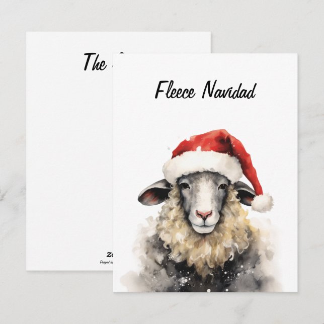 Fleece Navidad Christmas Flat Card (Front/Back)