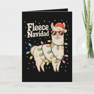 Fleece Navidad Christmas Llama Xmas Lights Card