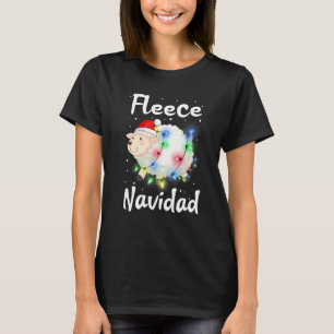 Fleece Navidad Christmas Pajama Lights Sheep Feliz T-Shirt