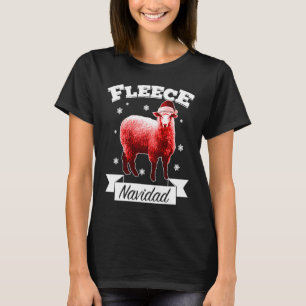 Fleece Navidad Christmas Sheep Lamb  Feliz Xmas Pu T-Shirt