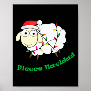 Fleece Navidad - Christmas Sheep Long Sleeve Poster