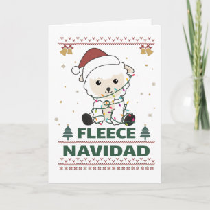 Fleece Navidad - Cute Christmas Sheep Funny Pun Card