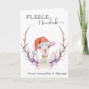 Fleece Navidad Cute Lamb Christmas  Card