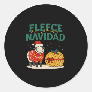 Fleece Navidad Farm Christmas Sheep Holiday Graphi Classic Round Sticker