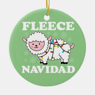 Fleece Navidad Feliz Funny Christmas Kawaii Sheep Ceramic Ornament
