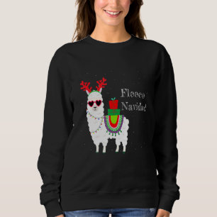Fleece Navidad Feliz Llama Cute Alpaca Christmas F Sweatshirt
