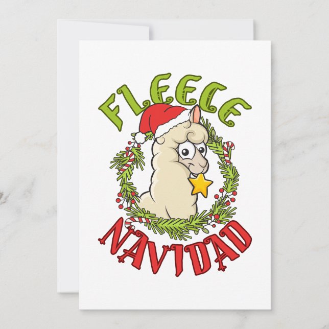 Fleece Navidad Funny Alpaca Christmas Holiday Card (Front)