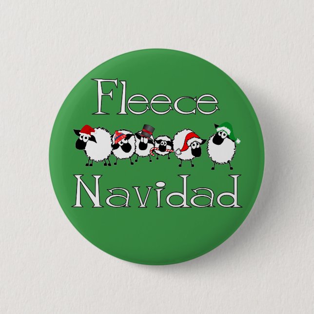 Fleece Navidad Funny Christmas Button (Front)