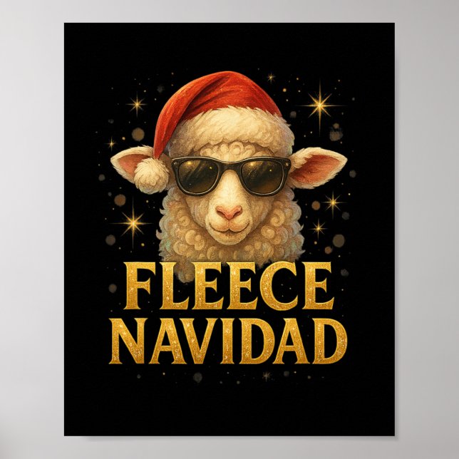 Fleece Navidad Funny Christmas Sheep Design  Poster (Front)