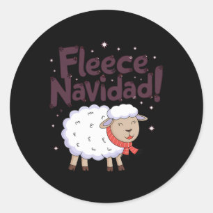Fleece Navidad Funny Christmas Sheep Festive  Classic Round Sticker