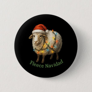 Fleece Navidad Funny Christmas Sheep With Holiday 6 Cm Round Badge