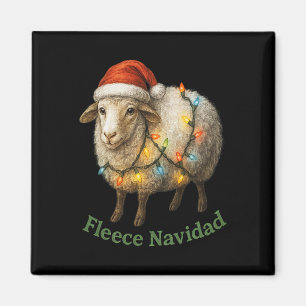 Fleece Navidad Funny Christmas Sheep With Holiday Magnet
