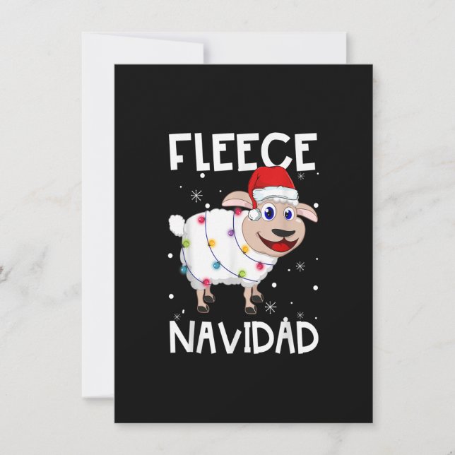 Fleece Navidad Funny Feliz Sheep Lights Christmas  Invitation (Front)