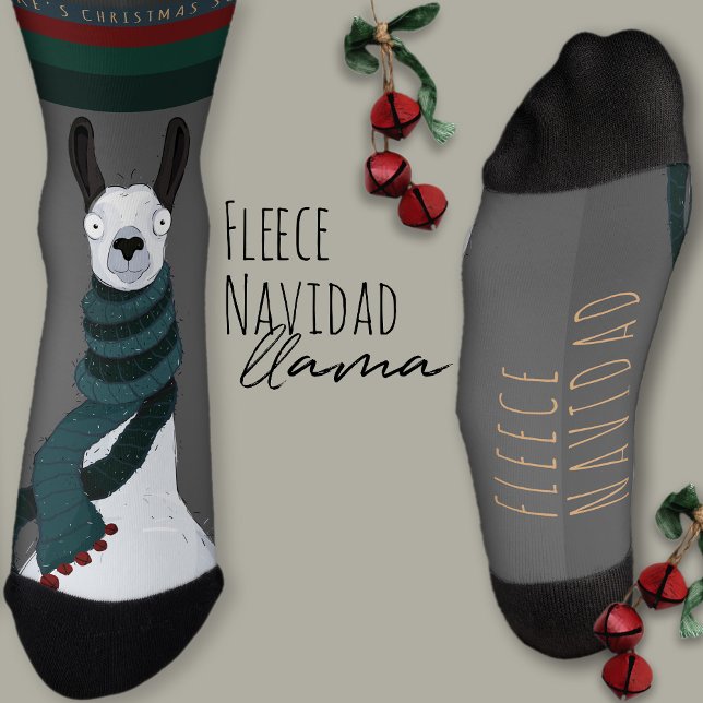 “Fleece Navidad” Funny Funny Chic Grey Llama Socks (Creator Uploaded)