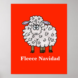 Fleece Navidad Funny Sheep Christmas Poster