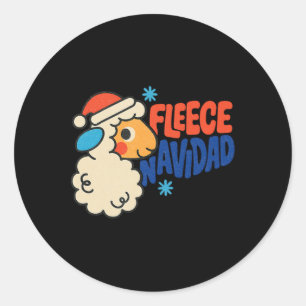 Fleece Navidad Funny Sheep Pun Christmas Holiday  Classic Round Sticker