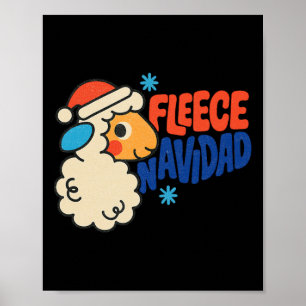 Fleece Navidad Funny Sheep Pun Christmas Holiday Poster