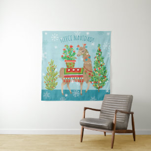 Fleece Navidad   Lovely Llamas Christmas Tapestry