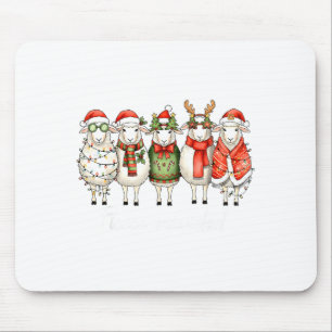 Fleece Navidad Sheep Christmas Lights Dinner Famil Mouse Pad