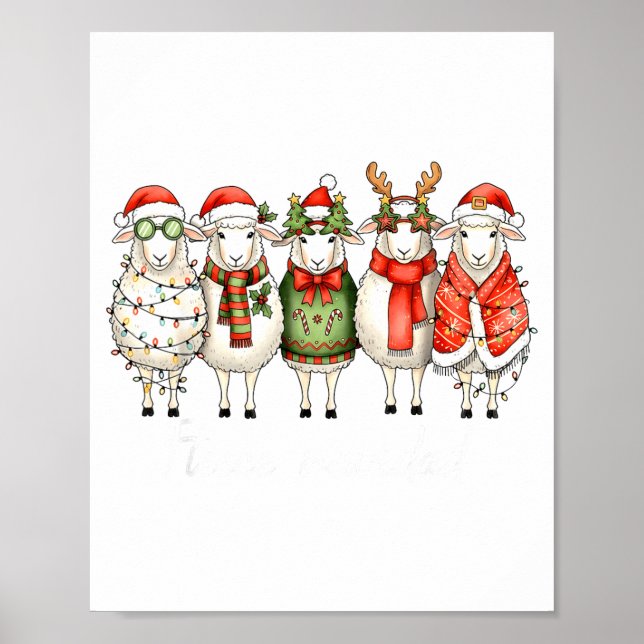 Fleece Navidad Sheep Christmas Lights Dinner Famil Poster (Front)