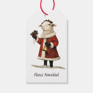 Fleece Navidad Sheep Lamb Santa Gift Tags