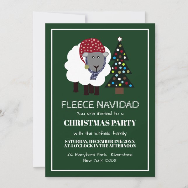 Fleece Navidad, Spanish Style Christmas Invitation (Front)