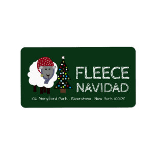Fleece Navidad, Spanish Style Christmas Label
