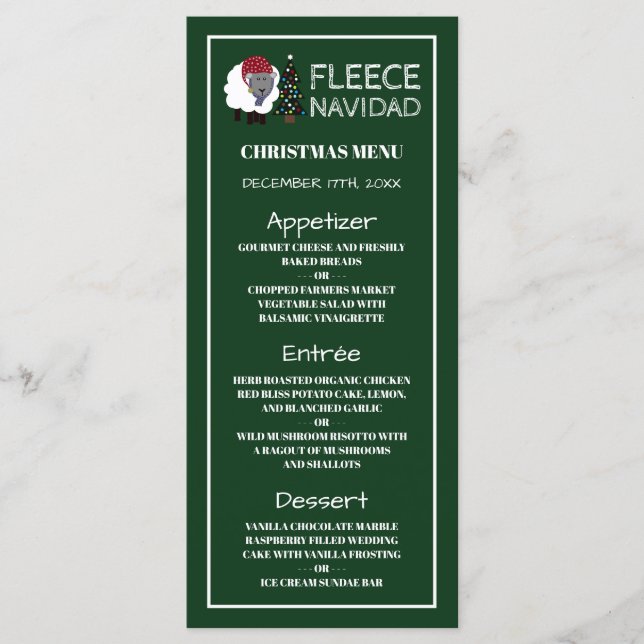 Fleece Navidad, Spanish Style Christmas Menu (Front)