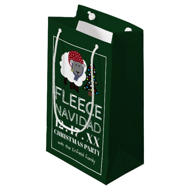 Fleece Navidad, Spanish Style Christmas Small Gift Bag (Front Angled)