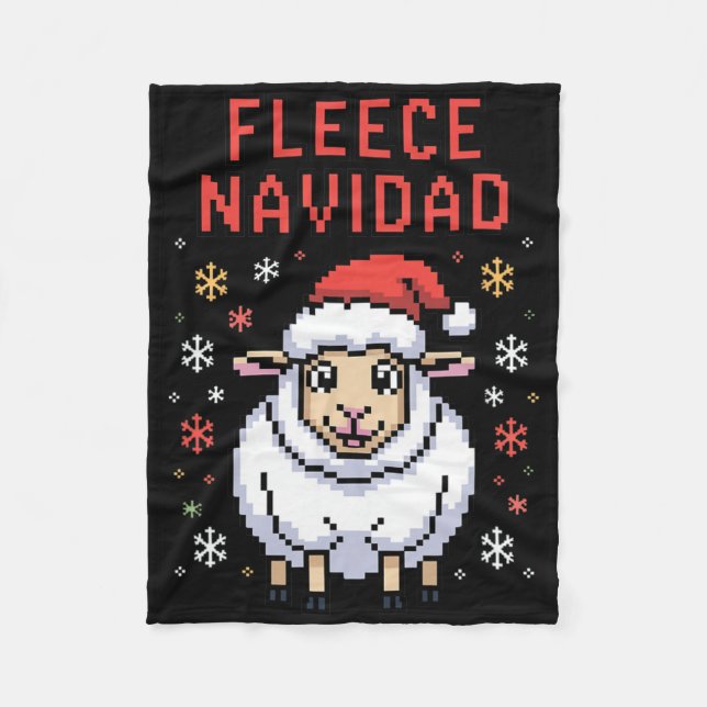 Fleece Navidad Ugly Sweater Funny Christmas Sheep  Blanket (Front)
