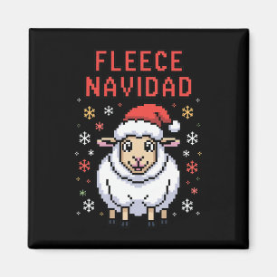 Fleece Navidad Ugly Sweater Funny Christmas Sheep Magnet