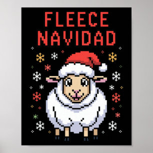 Fleece Navidad Ugly Sweater Funny Christmas Sheep  Poster