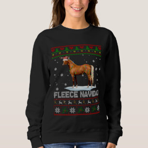 Fleece Navidad Xmas Lights Santa Reindeer Horse Sw Sweatshirt