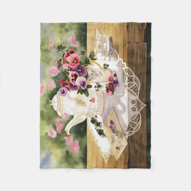Fleece Throw ~'Victorian Tea' Blanket (Front)